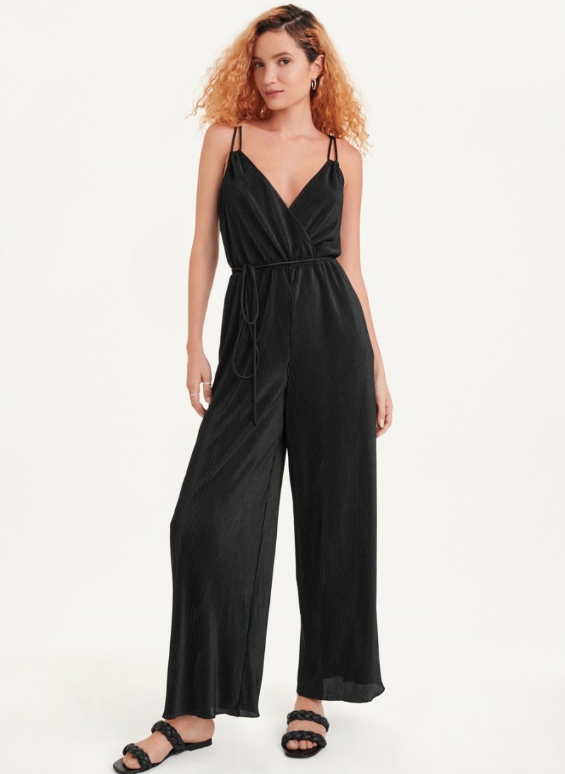 Black Dkny Belted All-In-One Women\'s Jumpsuit | Q7741535