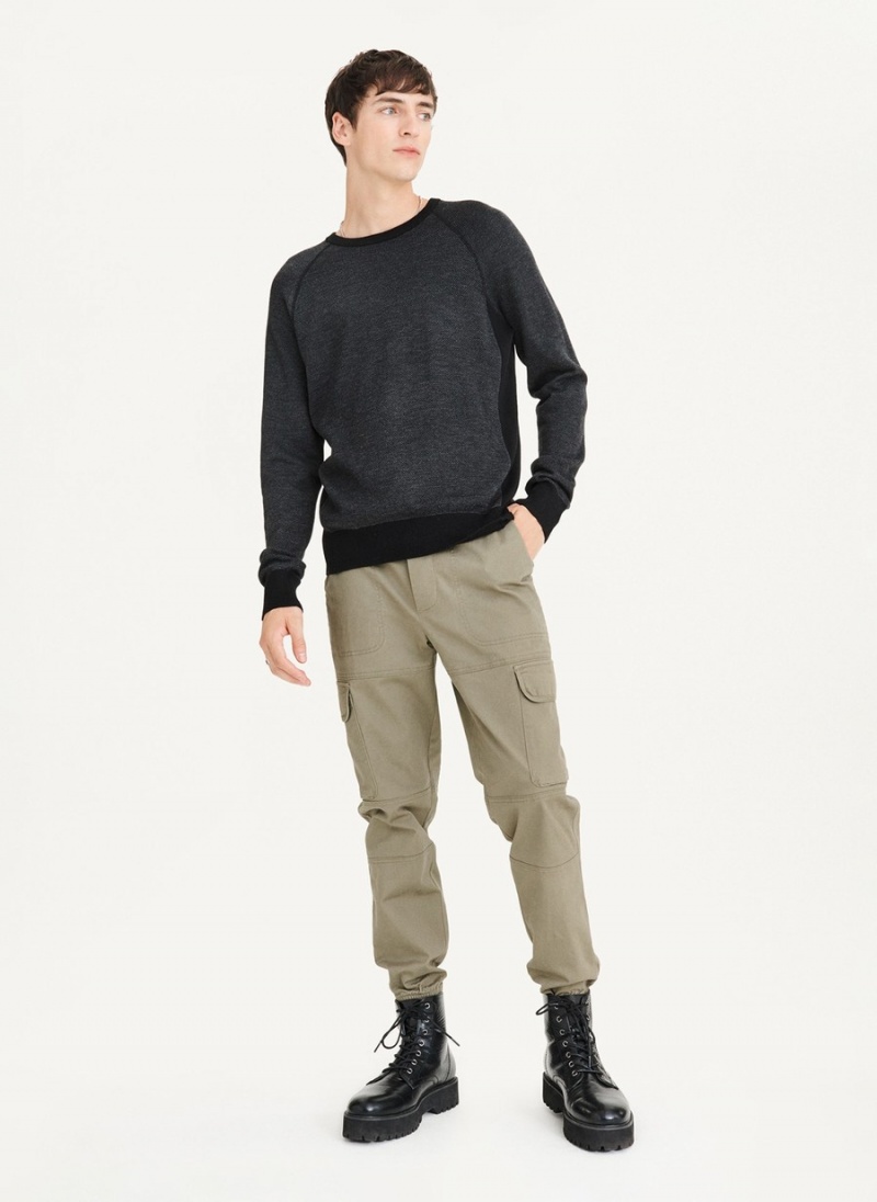 Black Dkny Birdseye Raglan Sleeve Men's Sweaters | I7694156