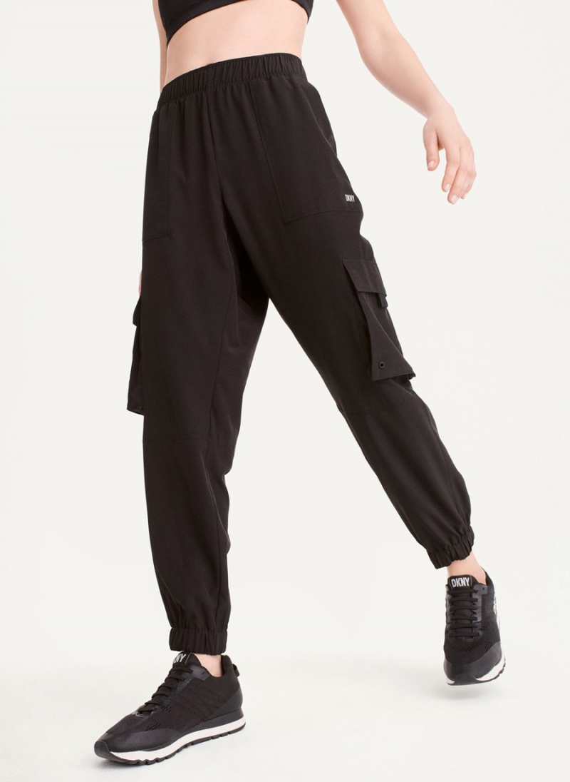 Black Dkny Cargo With Pockets Women's Jogger | J9241219