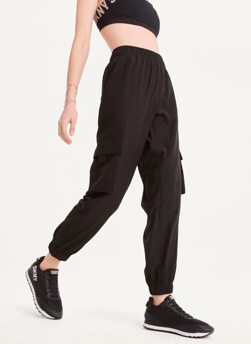 Black Dkny Cargo With Pockets Women's Jogger | J9241219