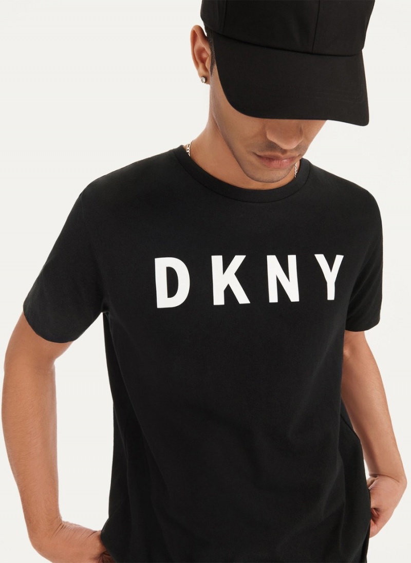 Black Dkny Classic Logo Men's T Shirts | E9920022