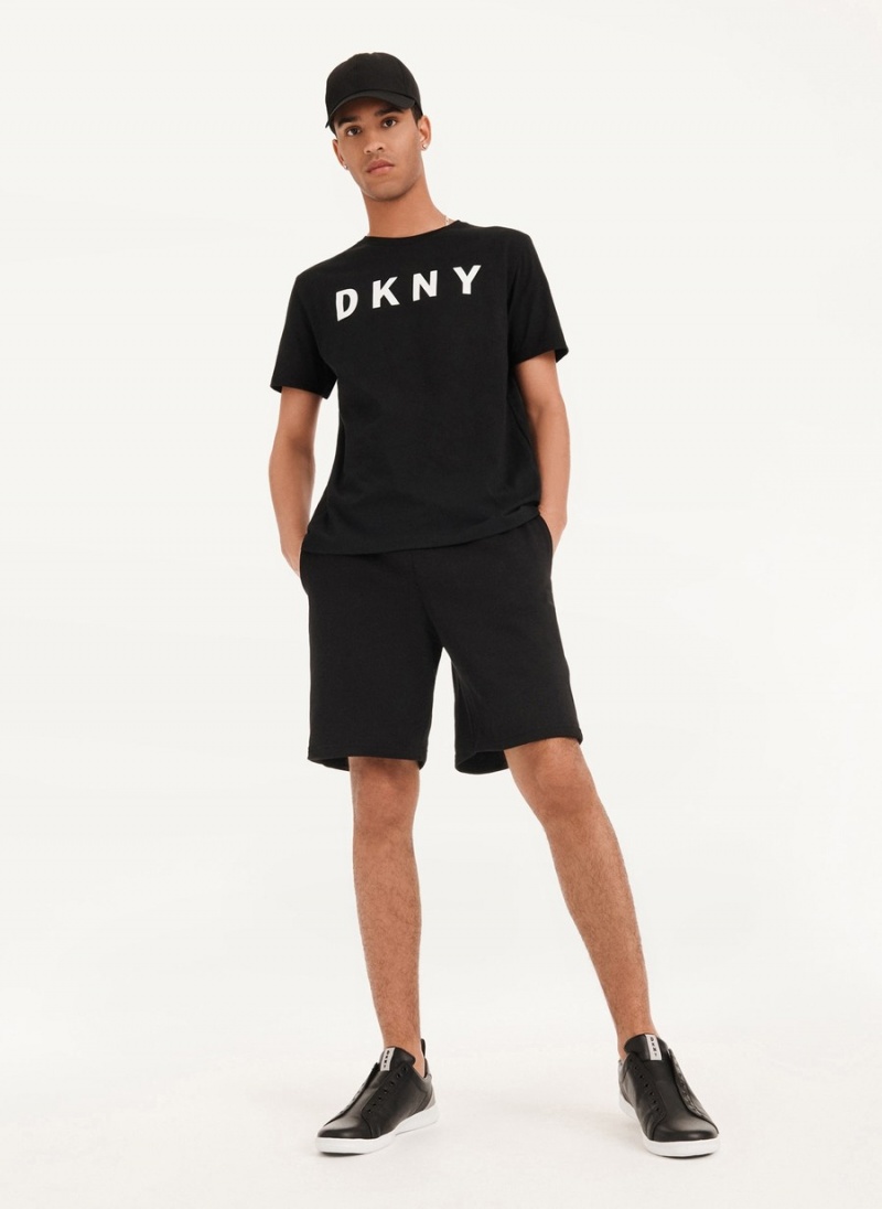 Black Dkny Classic Logo Men's T Shirts | E9920022