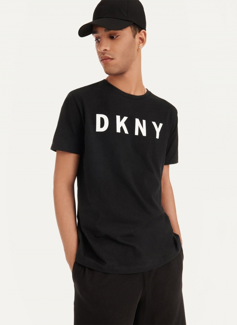 Black Dkny Classic Logo Men\'s T Shirts | E9920022