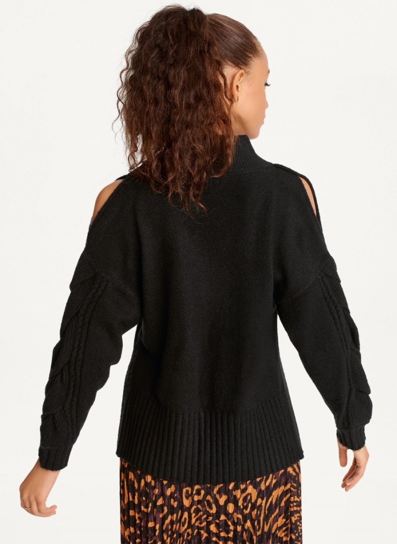 Black Dkny Cold-Shoulder Women's Sweaters | G4597762