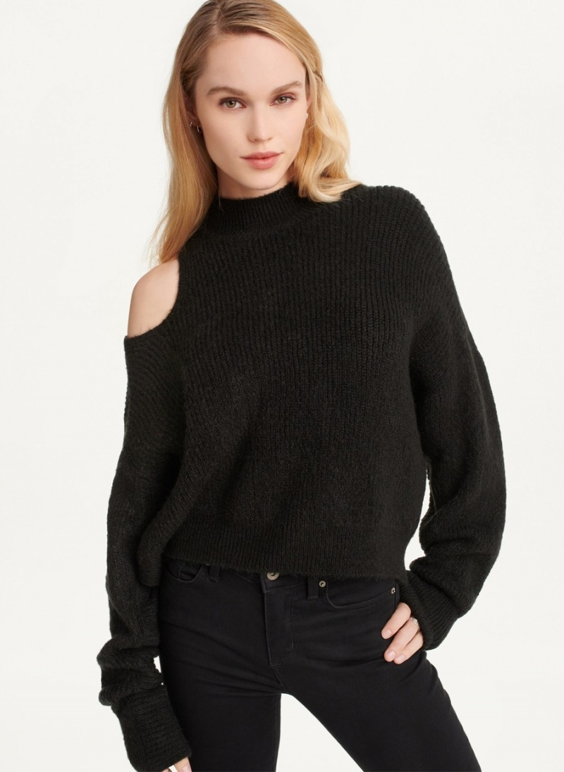 Black Dkny Cold Shoulder Women's Sweaters | O0716495