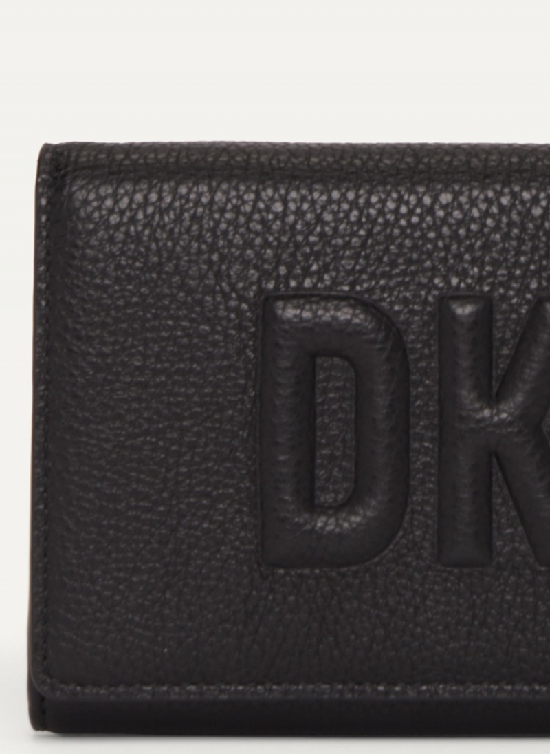 Black Dkny Continental Raised Logo Women's Wallets | I9332070