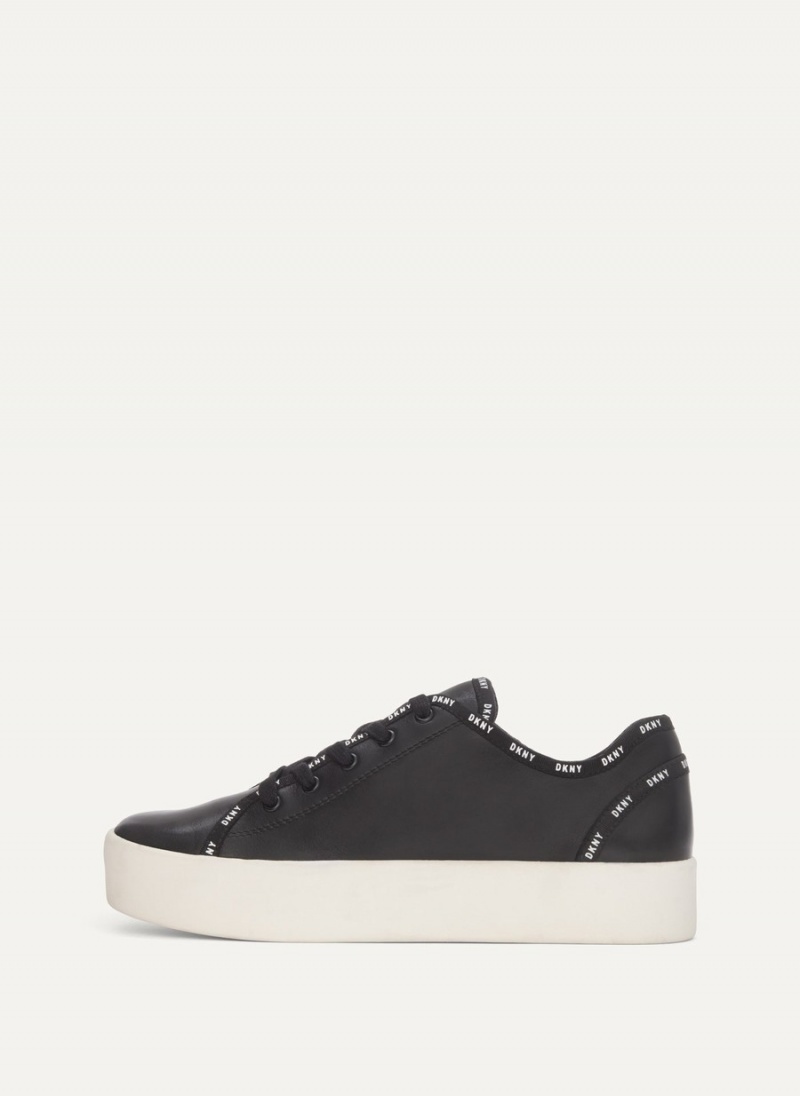 Black Dkny Court Women\'s Sneakers | D1173657