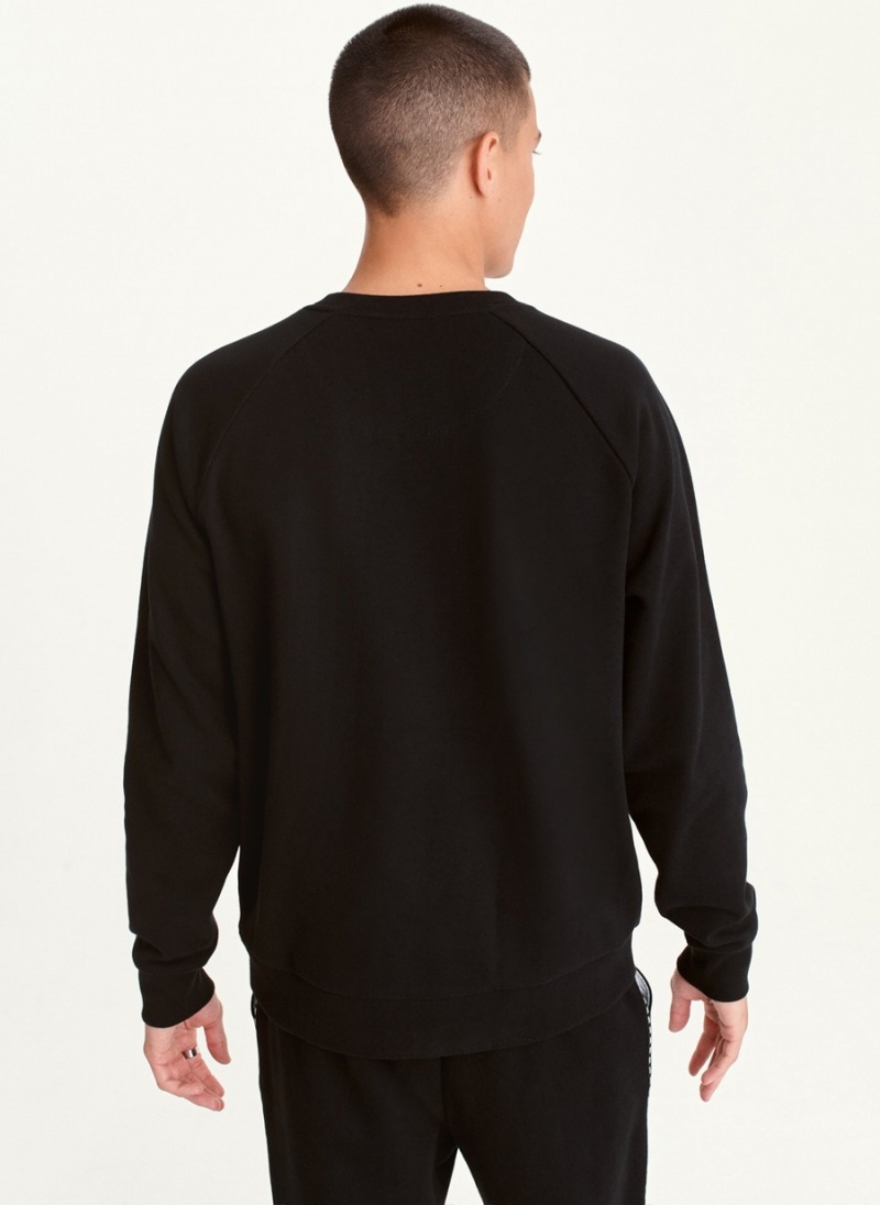 Black Dkny Crew With Logo Tape Detail Men's Long Sleeve | Z2739268