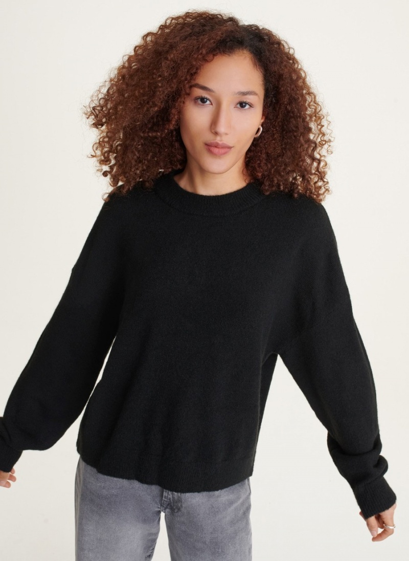 Black Dkny Crewneck Women's Sweaters | S5487590