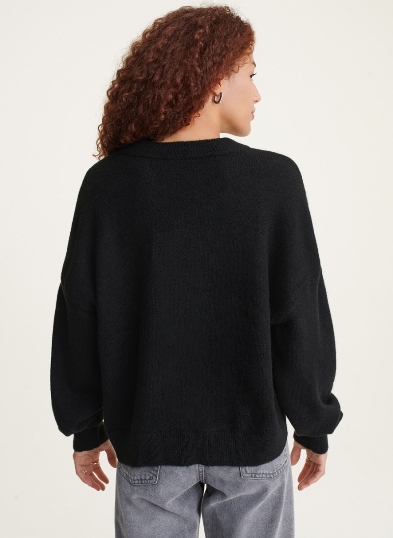 Black Dkny Crewneck Women's Sweaters | S5487590