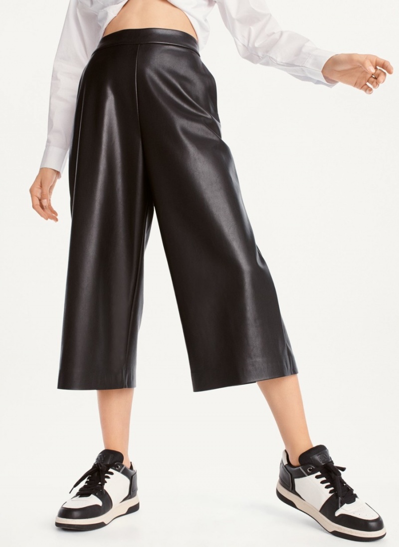 Black Dkny Crop Wide-Leg Women's Pants | M7875035