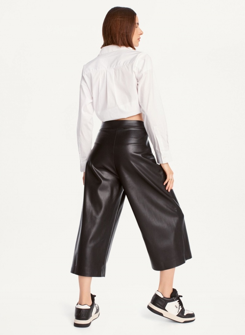 Black Dkny Crop Wide-Leg Women's Pants | M7875035