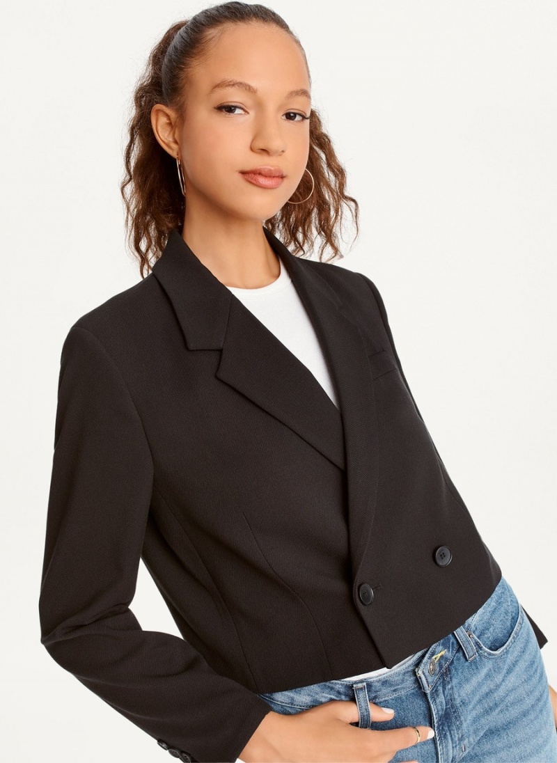 Black Dkny Cropped Women's Blazer | C0381906