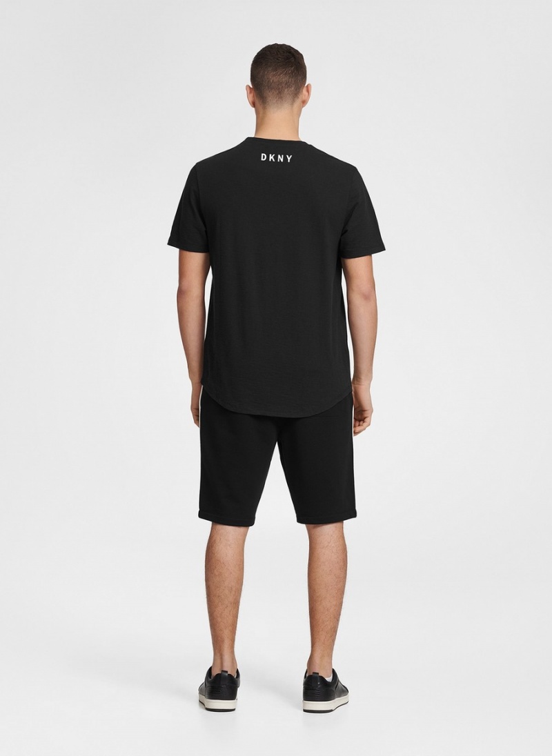 Black Dkny Essential Men's T Shirts | Y5382363