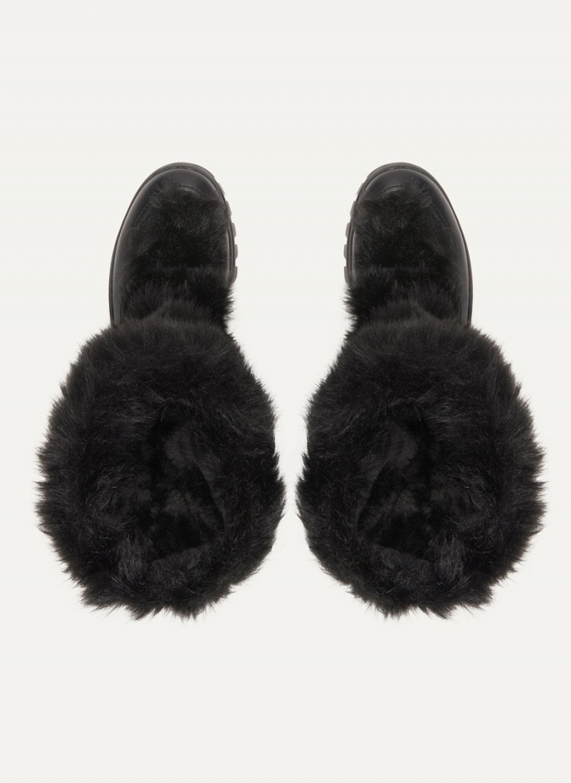 Black Dkny Faux Fur Lug Sole Women's Boots | Q7008366