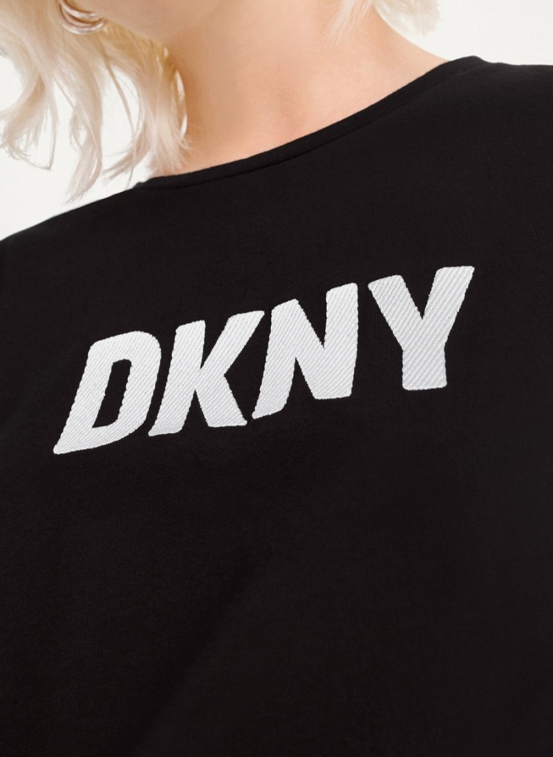 Black Dkny Foundation Logo Women's T Shirts | P0284910