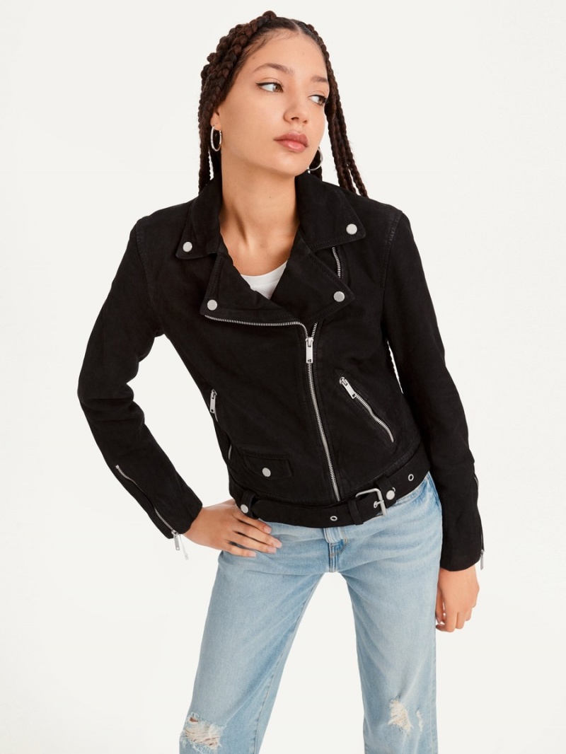 Black Dkny Garment Dyed Leather Women\'s Leather Jackets | K5741834