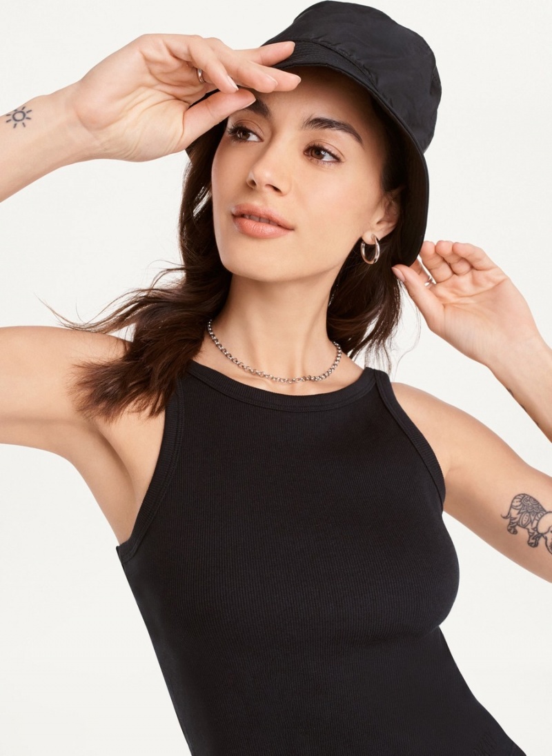 Black Dkny High Neck Crop Women's Tank Top | S1264970