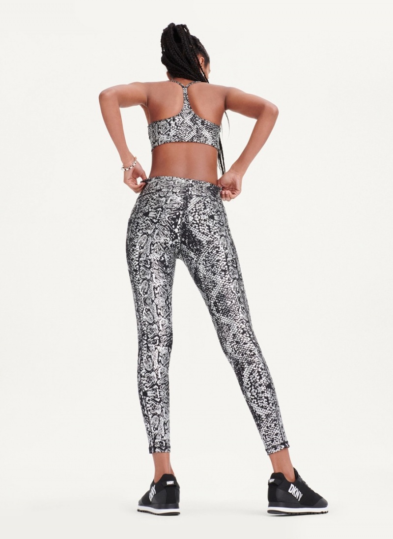 Black Dkny High Waist Metallic Snake Print Women's Leggings | H8071232