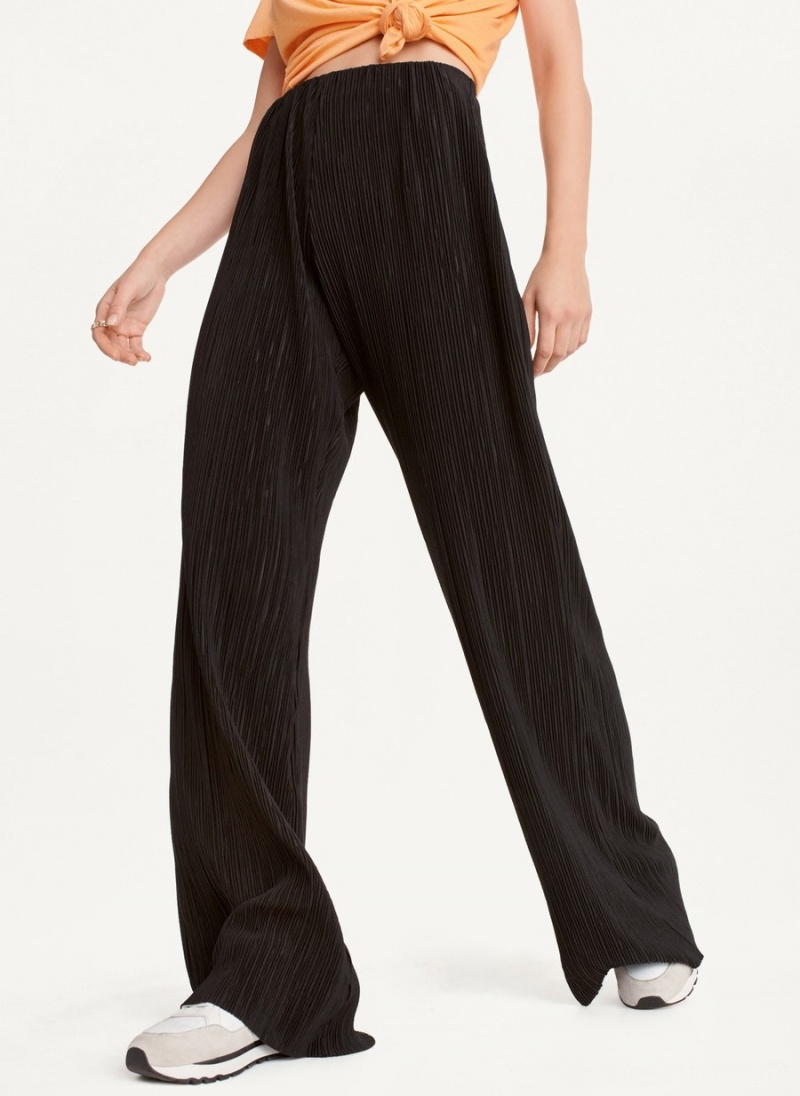 Black Dkny High Waisted Pleated Flare Women's Pants | T9422624