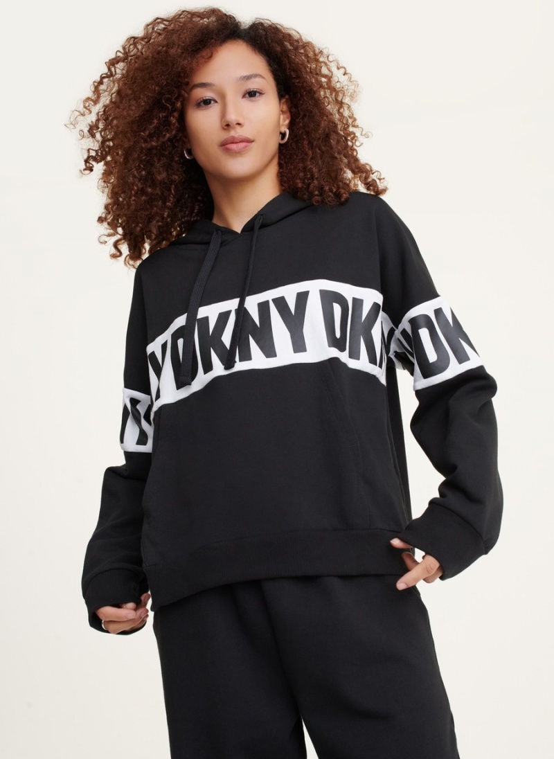 Black Dkny Hooded Lounge Top Women's Hoodie | A3943013