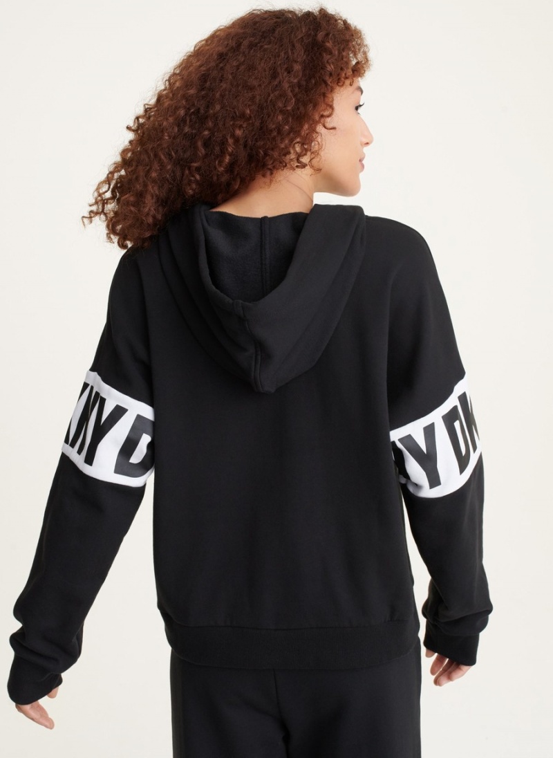 Black Dkny Hooded Lounge Top Women's Hoodie | A3943013