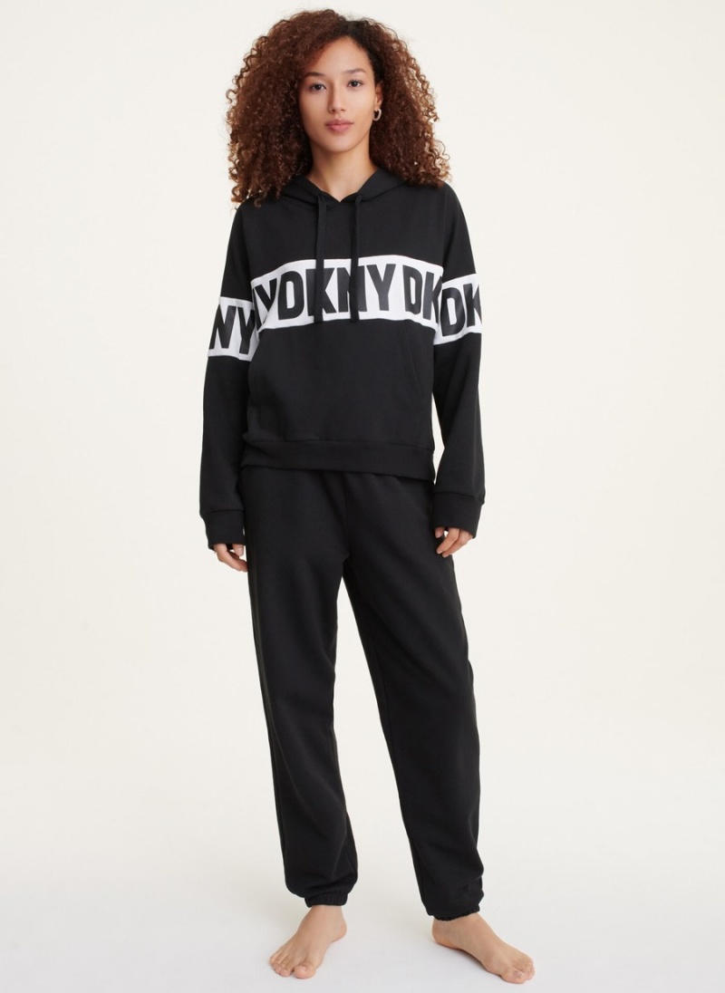 Black Dkny Hooded Lounge Top Women\'s Hoodie | A3943013