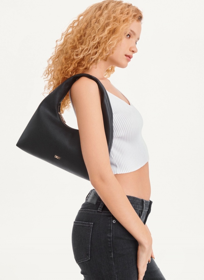 Black Dkny Inessa Women's Hobo Bag | Z3618180