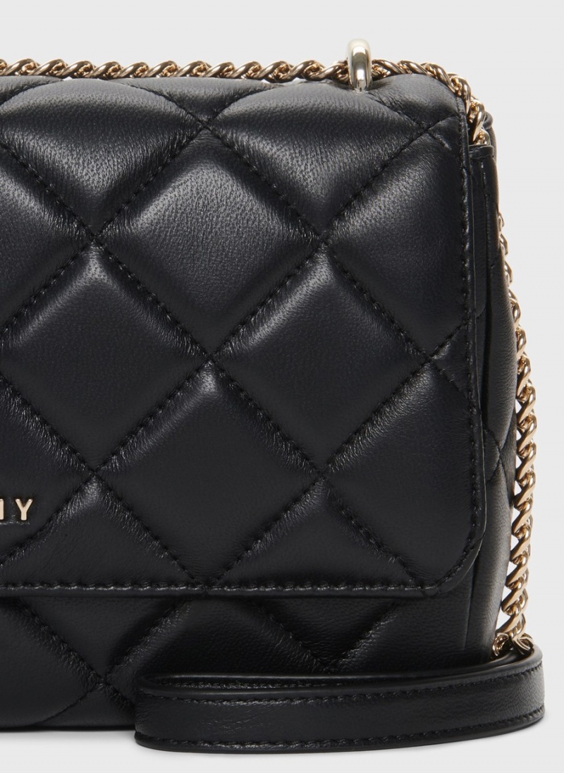 Black Dkny Lara Large Quilted Women's Shoulder Bags | A0837730