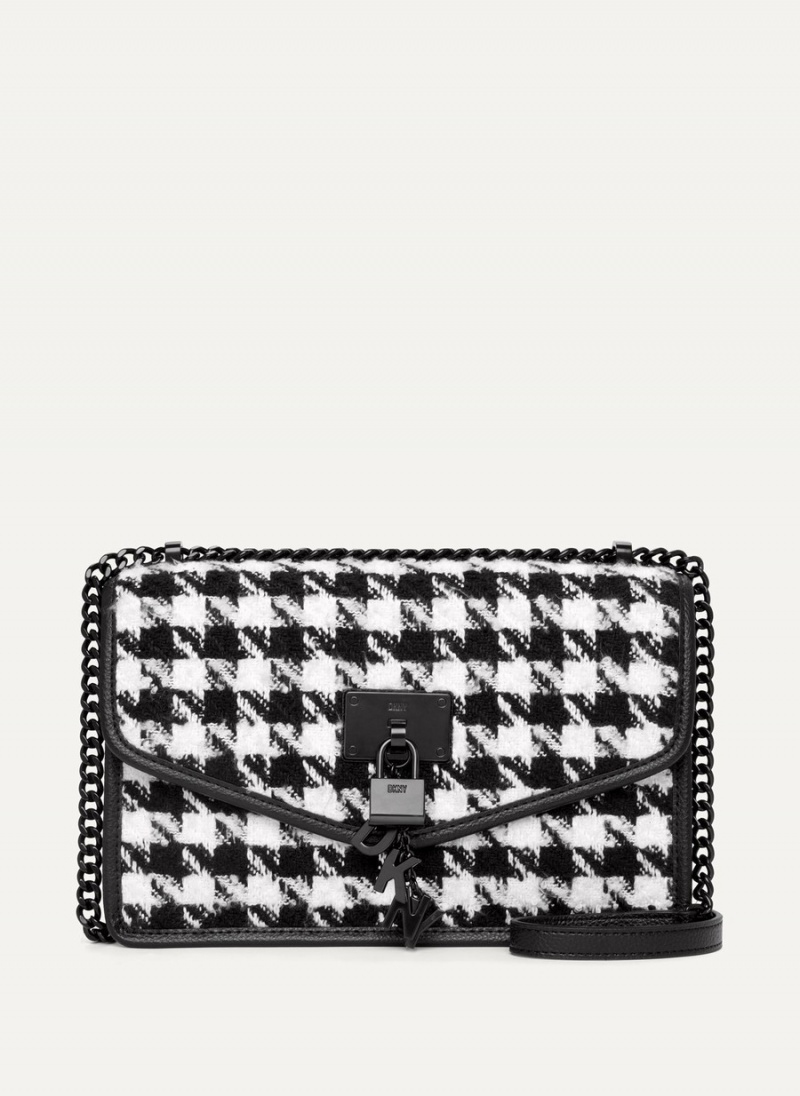 Black Dkny Large Elissa Herringbone Women\'s Crossbody Bags | N3885865