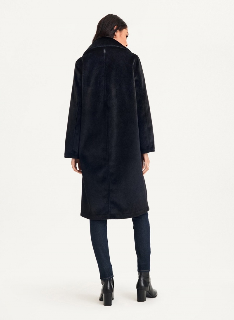 Black Dkny Long Faux Fur Women's Coats | I8191140