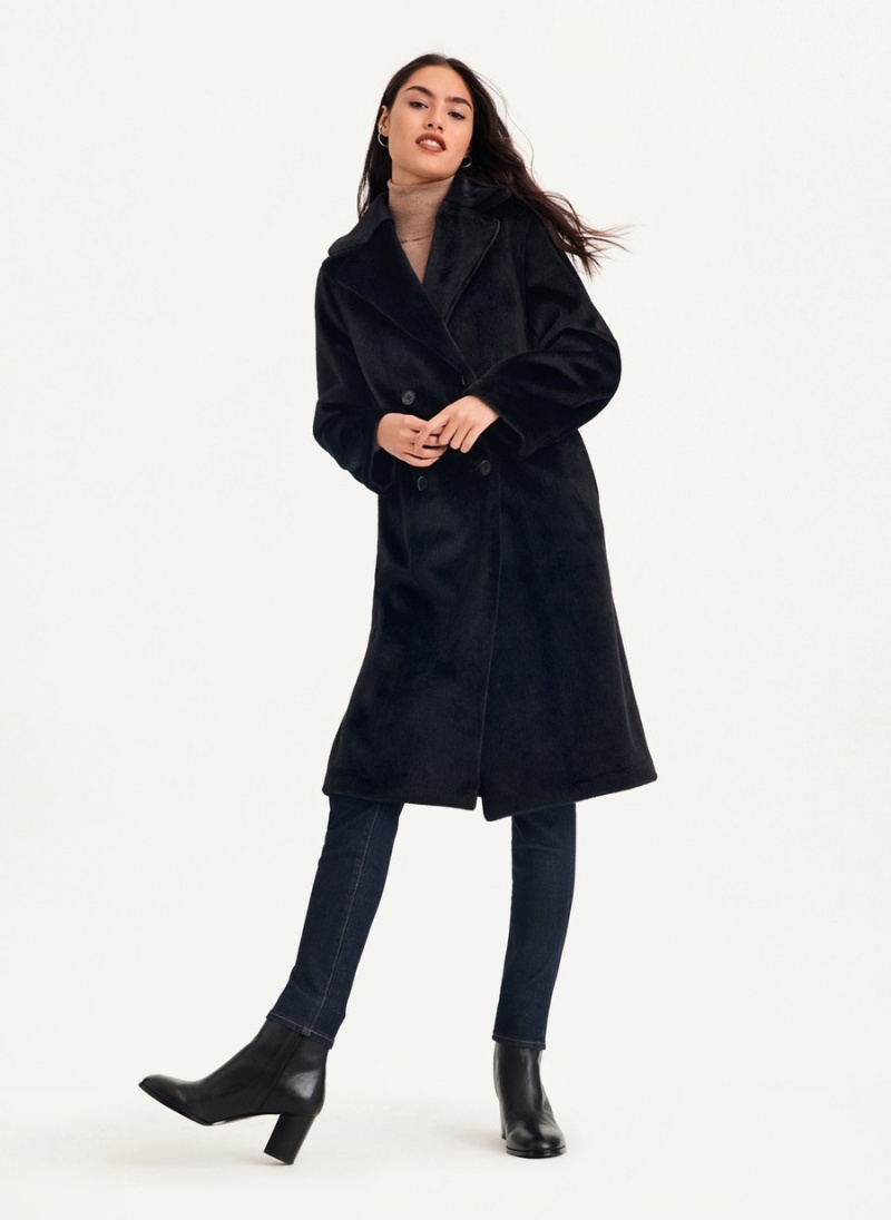 Black Dkny Long Faux Fur Women's Coats | I8191140