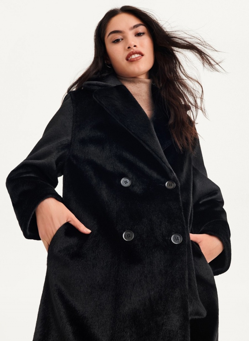 Black Dkny Long Faux Fur Women's Coats | I8191140