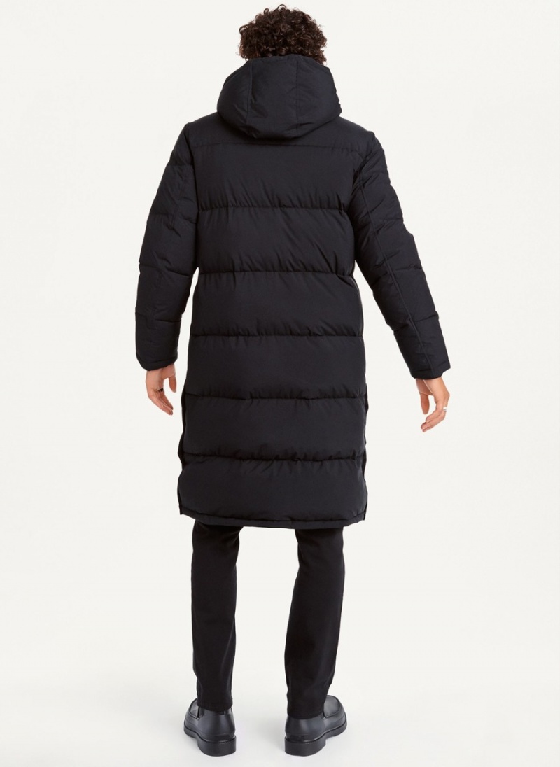 Black Dkny Long Men's Puffer Jacket | T3953775