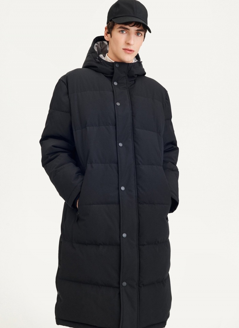 Black Dkny Long Quilted Puffer Men's Parka | R9625054