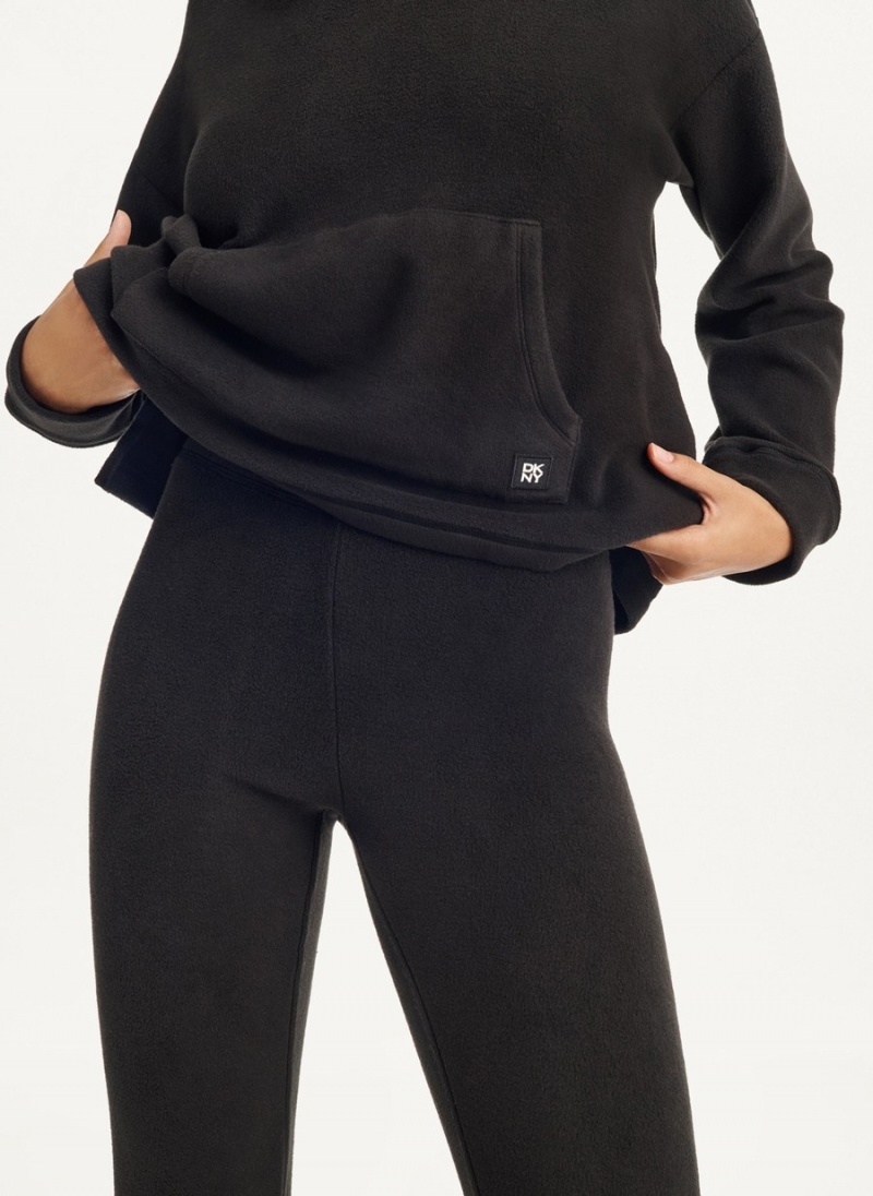 Black Dkny Long Sleeve Hooded Top And Legging Women's Sets | J9780530