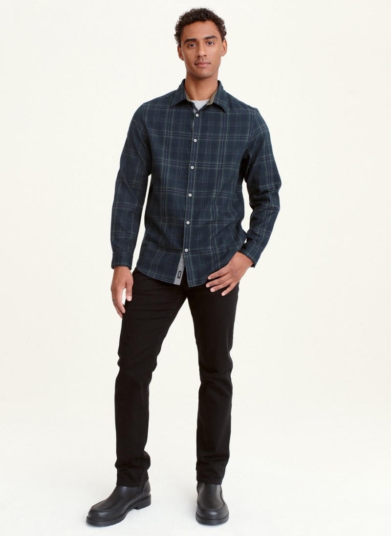 Black Dkny Long Sleeve Norwich Plaid Men's Shirts | T6748777