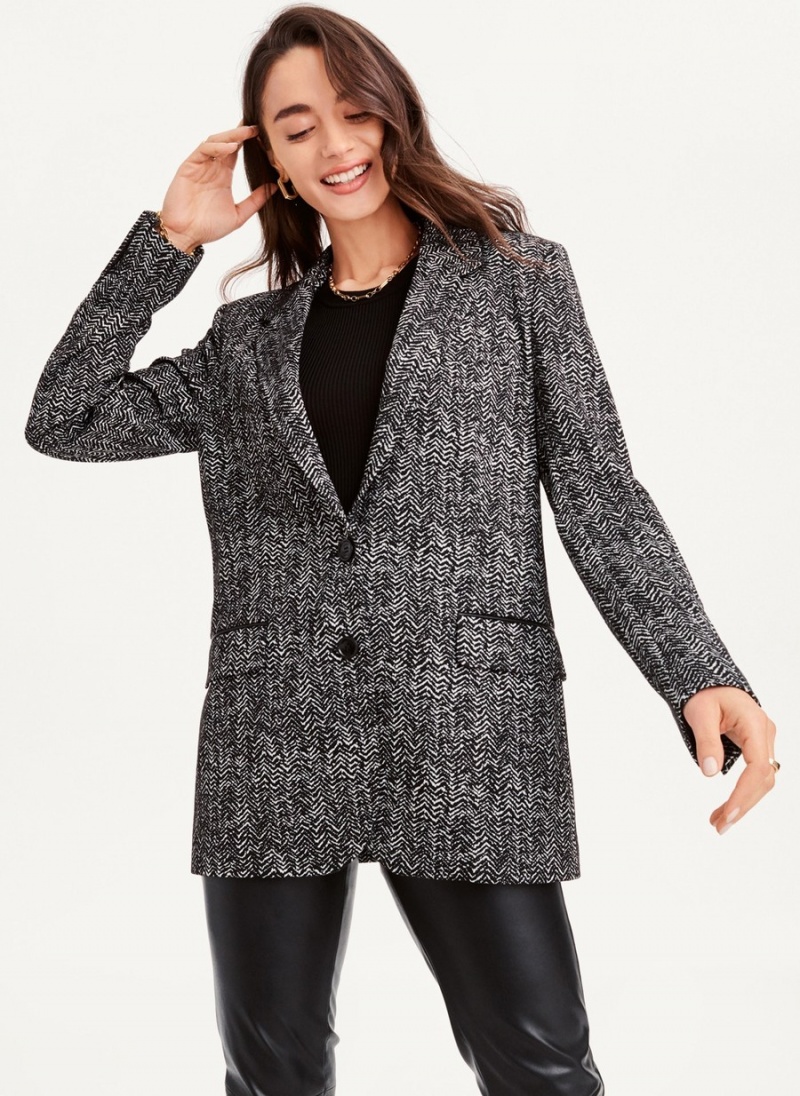 Black Dkny Long Sleeve Trim Tailored Women's Jackets | F6935162