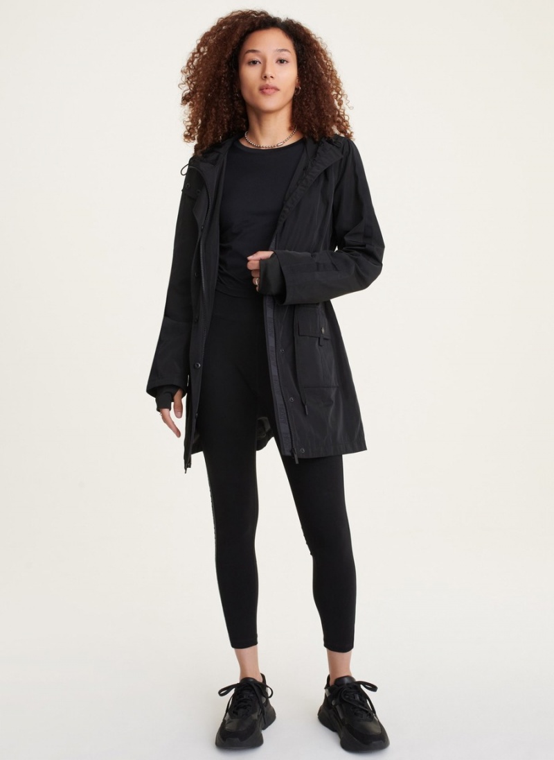 Black Dkny Longline Cargo Pockets Women's Windbreaker | P7055704