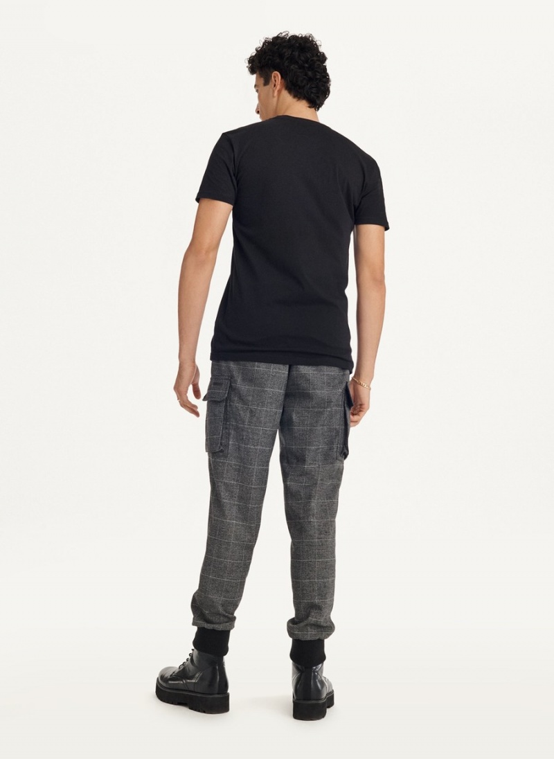 Black Dkny Metallic Puff Logo Men's T Shirts | J3537567