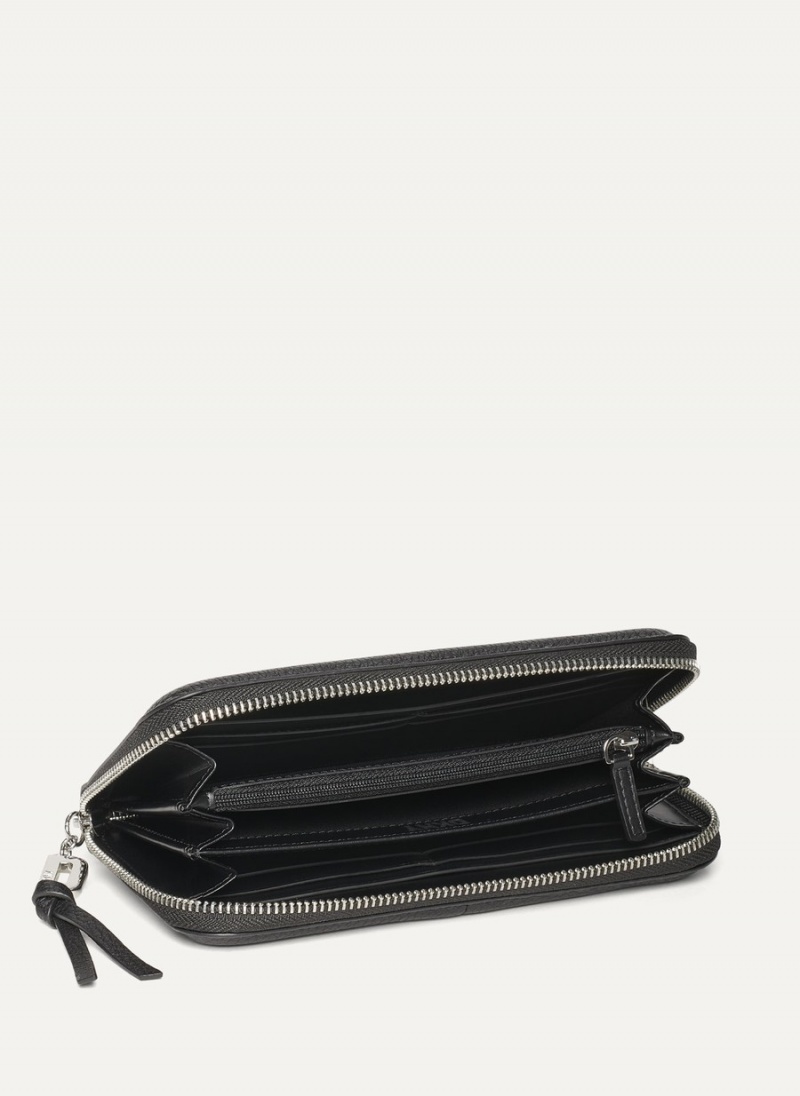 Black Dkny Metro Continental Zip Around Women's Wallets | Y9508379