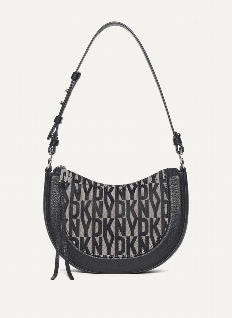 Black Dkny Metro Logo Women's Shoulder Bags | N3392936