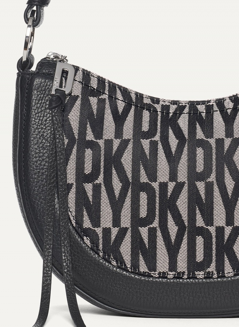 Black Dkny Metro Logo Women's Shoulder Bags | N3392936