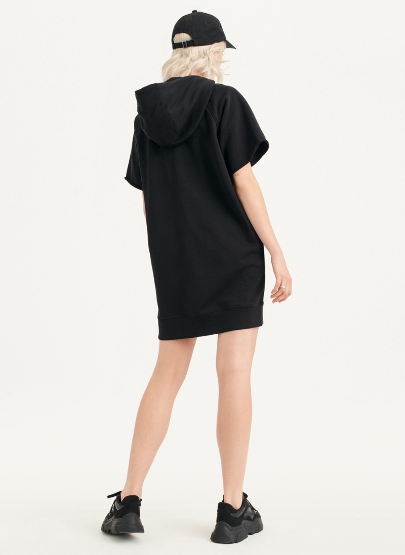 Black Dkny Outline Logo Hooded Sneaker Women's Dress | C6223607