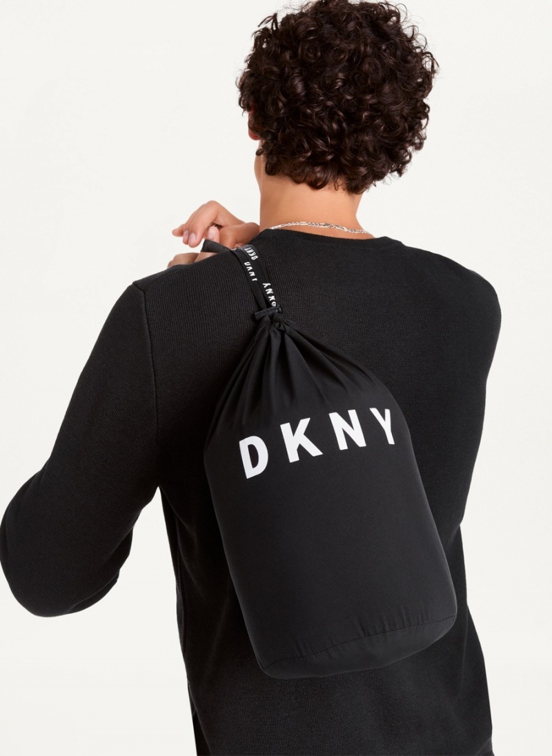 Black Dkny Packable Men's Puffer Jacket | C5578876