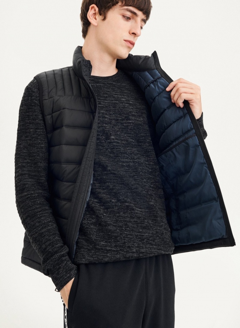 Black Dkny Packable Quilted Men's Vest | U3868499