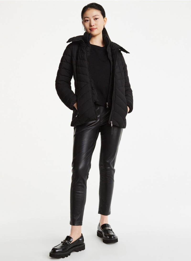 Black Dkny Packable Women's Jackets | Z6932195