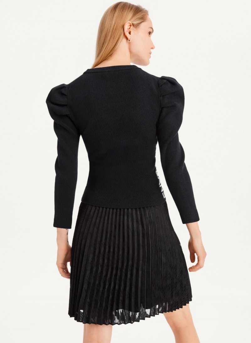 Black Dkny Puff Sleeve Women's Sweaters | I5768505