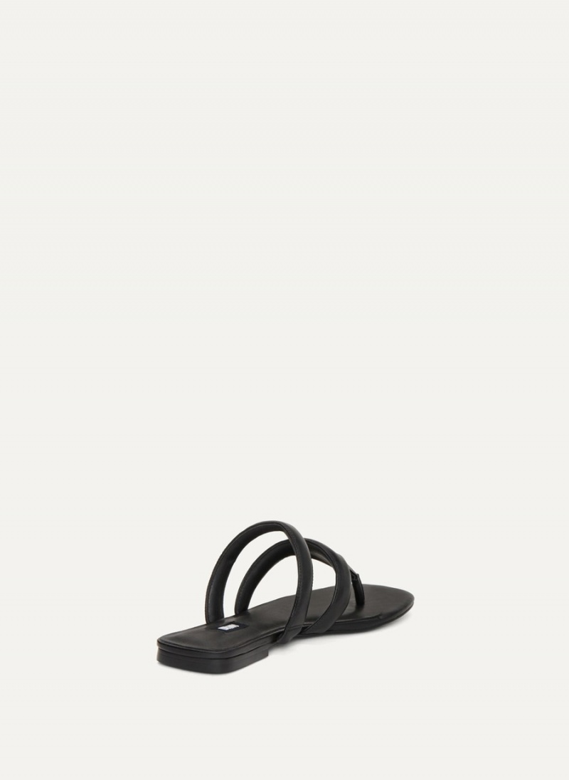 Black Dkny Puffy Strap Thongs Women's Slides | F0307040