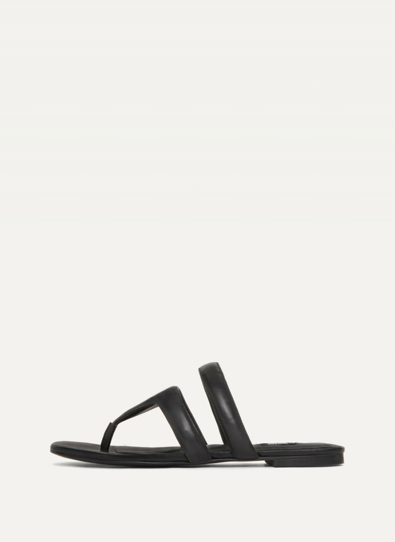 Black Dkny Puffy Strap Thongs Women\'s Slides | F0307040